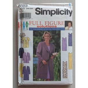 UNCUT Simplicity 8003 Pattern Size 26W-32W Full Figure Solutions